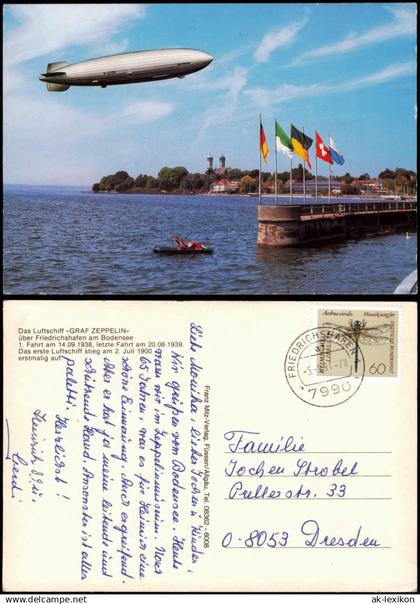 Ansichtskarte Friedrichshafen Hafen Flugwesen - Zeppelin Fotomontage 1991