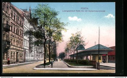 AK Fürth, Ludwigsbahnhof Fürth-Ost mit Hornschuhpromenade