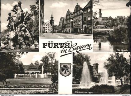 Fuerth Bayern Fuerth Brunnen Rathaus gruener Markt *