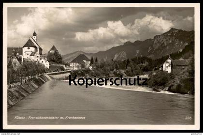 ALTE POSTKARTE FÜSSEN FRANZISKANERKLOSTER MIT KRANKENHAUS PANORAMA 1936 Hospital Ansichtskarte Bayern AK cpa postcard