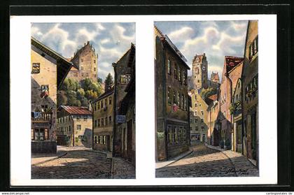 Künstler-AK Füssen, Strassenbilder aus Füssen a. Lech