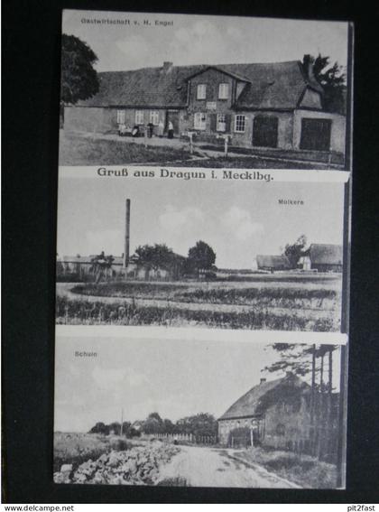 Molkerei , Schule und Gasthof in Dragun , 1921 , b. Gadebusch ,  Mecklenburg , Ansichtskarte , CPA , AK !!