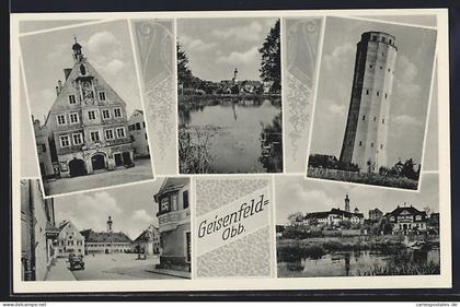 AK Geisenfeld /Obb., Ortspartie, Blick vom Ufer, Turm
