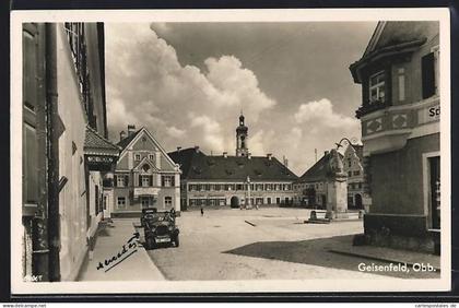 AK Geisenfeld /Obb, Ortspartie mit Denkmal und Gasthof Klosterbräu