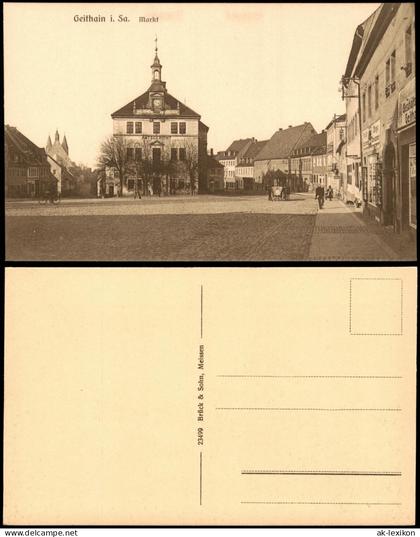 Ansichtskarte Geithain Marktplatz Amtsgericht Geschäfte 1922