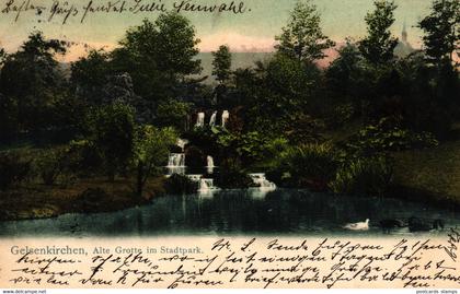 Gelsenkirchen, Alte Grotte im Stadtpark, 1905 von Gelsenkirchen nach Pyrmont versandt