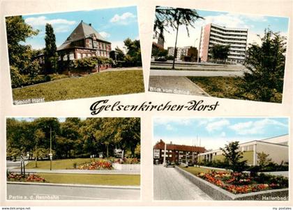 Horst Gelsenkirchen Schloss Horst Hochhaus Partie an der Rennbahn Hallenbad