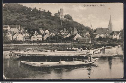AK Gemünden / Main, Ortsansicht, Boot