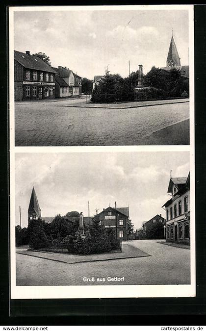 AK Gettorf, Strassenpartien mit Kirchenblick