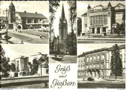 Giessen Lahn Giessen Kirche Bahnhof Theater Universitaet x 1962