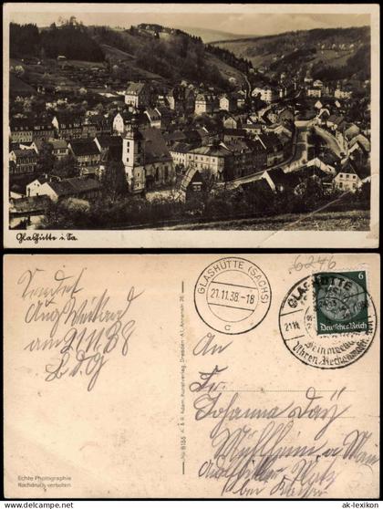 Ansichtskarte Glashütte Panorama-Ansicht 1938