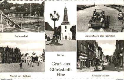Glueckstadt Fortuna Bad Kirche Elbe Hafen Faehrschiff Kremper Strasse Markt Rath