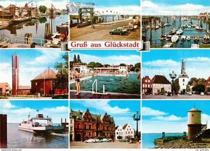 Glueckstadt Hafen Kai Yachthafen Leuchtturm Schwimmbad Faehre Rathaus Runder Tur