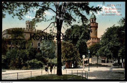 ALTE POSTKARTE GÖRLITZ AM DEMIANIPLATZ KAISERTRUTZ MIT REICHENBACHER TURM Zgorzelec Ansichtskarte cpa postcard AK