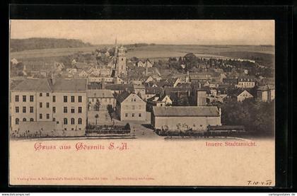 AK Gössnitz S.-A., Innere Stadtansicht aus der Vogelschau
