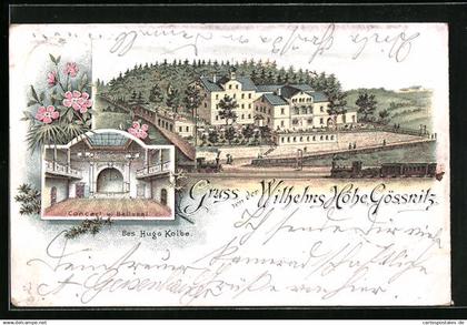 Lithographie Gössnitz, Gasthaus auf der Wilhelms Höhe