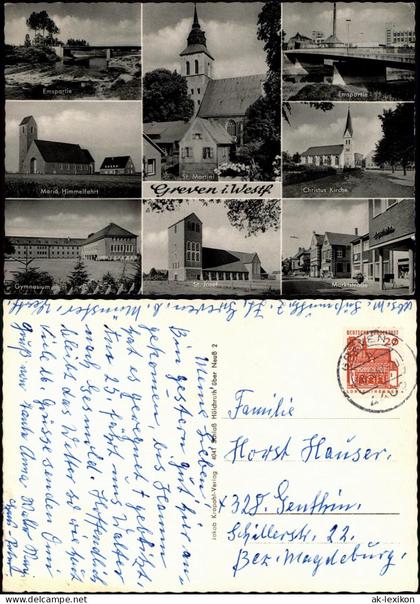 Ansichtskarte Greven Kirchem, Emspartie, Marktstraße 1967