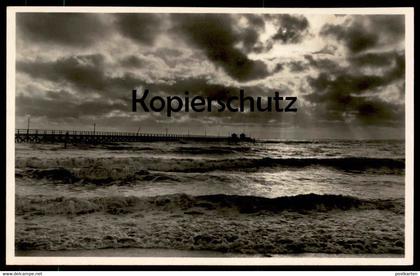 ALTE POSTKARTE OSTSEEBAD GRÖMITZ SONNENUNTERGANG WELLEN WOLKEN clouds Ansichtskarte AK cpa postcard