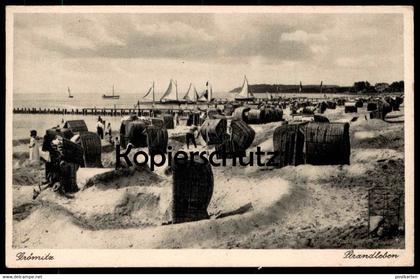 ALTE POSTKARTE OSTSEEBAD GRÖMITZ STRANDLEBEN Sandburgen Strand beach plage Ansichtskarte AK cpa postcard