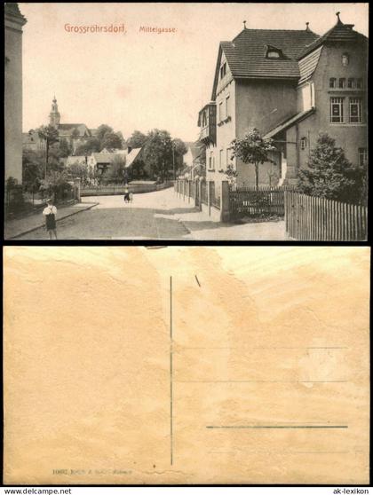 Ansichtskarte Großröhrsdorf Mittelgasse 1909