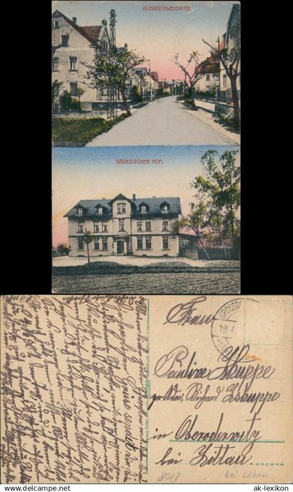 Kleinschweidnitz-Großschweidnitz (OL) Swóńca  Straße u. Sächsischer Hof 1918