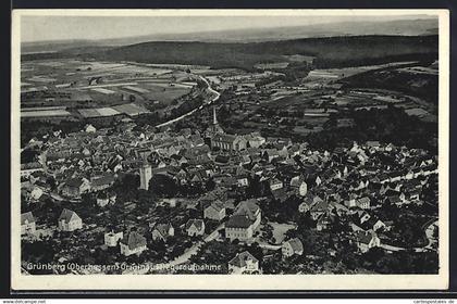 AK Grünberg /Oberhessen, Gesamtansicht mit Fernblick vom Flugzeug aus