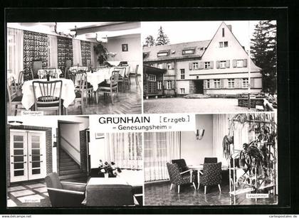 AK Grünhain /Erzgeb., Genesungsheim mit Innenansichten