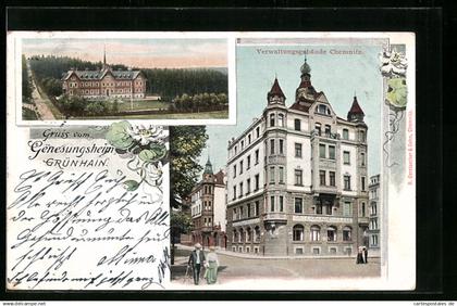 AK Grünhain, Genesungsheim, Verwaltungsgebäude Chemnitz