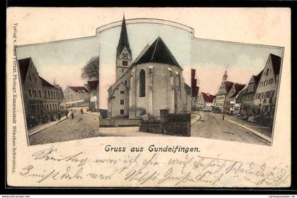 AK Gundelfingen, Strassenpartie und Kirche