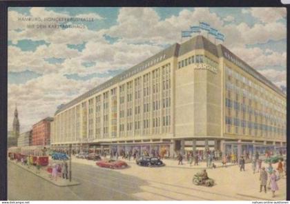 Ansichtskarte Hamburg Mönckenbergstrasse Karstadt Haus Strassenbahn Verkehr