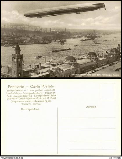 Hamburg Hafen Flugwesen Luftschiff Hansa Zeppelin -REPRO 1912/1990