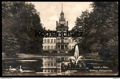 ALTE POSTKARTE HANAU AM MAIN SCHLOSS PHILIPPSRUHE 1929 SPRINGBRUNNEN Brunnen castle chateau cpa Ansichtskarte postcard