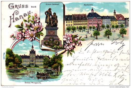 Hanau, Farb-Litho, 1903 von Hanau nach Frankfurt am Main versandt
