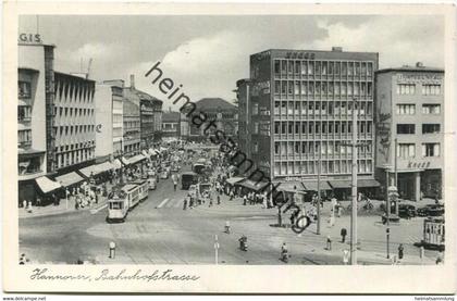 Hannover - Bahnhofstrasse - Strassenbahn - Verlag Dr. Müller Hannover - gel. 1953