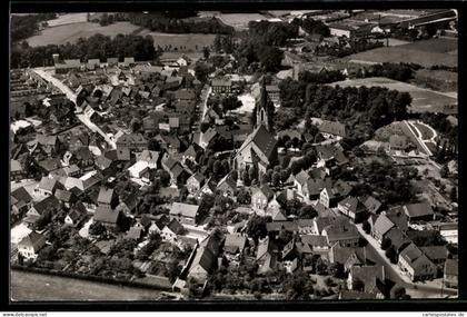 AK Harsewinkel i. W., Luftaufnahme des Ortskerns mit Kirche