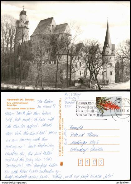 Ansichtskarte Hartenstein (Sachsen) Partie am Schloss Hartenstein 1987