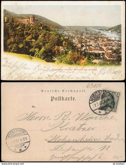 Ansichtskarte Heidelberg Panorama-Ansicht Schloss Neckar Stadt 1907