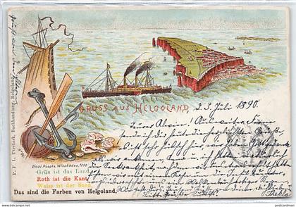 Deutschland - HELGOLAND - Gruss aus Jahr 1890 mit Helgoland Briefmarke. Verlag P.F.L. Uterhark.