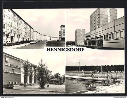 AK Henningsdorf, Ortspartien, Kulturhaus der Stahl- und Walzwerker, Freibad