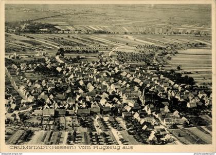 CPA Crumstadt Riedstadt Hessen, Luftaufnahme von Hessen, viele Häuser, Felder, Bäume
