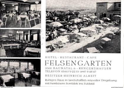 CPA Rengershausen Baunatal in Hessen, Hotel Restaurant Café Felsengarten, Bes. Heinrich Alheit
