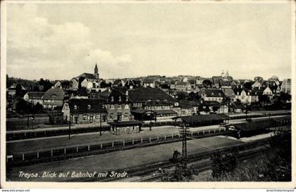 CPA Treysa Schwalmstadt Hessen, Blick auf Bahnhof mit Stadt