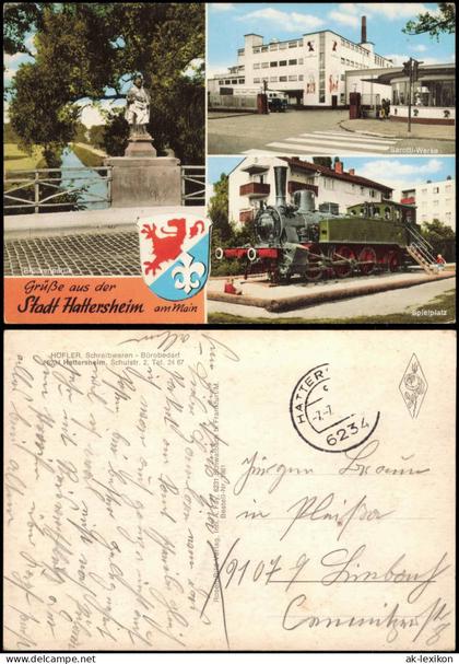 Hattersheim am Main Brückenpartie, Sarotti-Werke, Spielplatz mit Lokomotive 1961