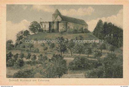 Waldeck  Edersee Hessen Schloss-Waldeck Edersee Burg Huegel Baeume Obstgarten