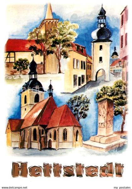 Hettstedt Kirche Denkmal Stadtturm Kuenstlerkarte