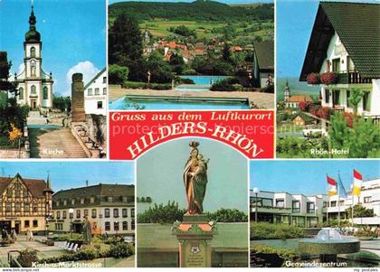 Hilders Rhoen Kirche Schwimmbad Rhoen Hotel Kirch und Marktstrasse Marienstatue