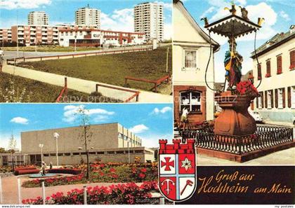 Hochheim  Main-Taunus-Kreis Hessen Wohnsiedlung Hochhaeuser Brunnen Stadthalle M