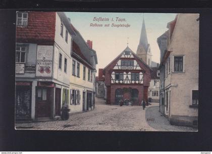 Dt. Reich AK Hofheim Rathaus mit Hauptstrasse 1916