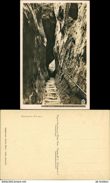 Hohnstein (Sächs. Schweiz) Wolfsschlucht, Sächs. Schweiz 1928 Walter Hahn:3291