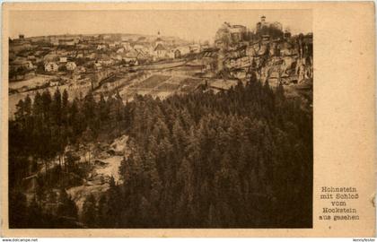 Sächs. Schweiz, Hohnstein, mit Schloss vom Hockstein aus gesehen
